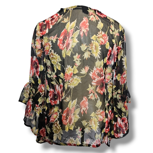 Volcom NWT sheer floral top with bell sleeves. Small - Picture 3 of 4
